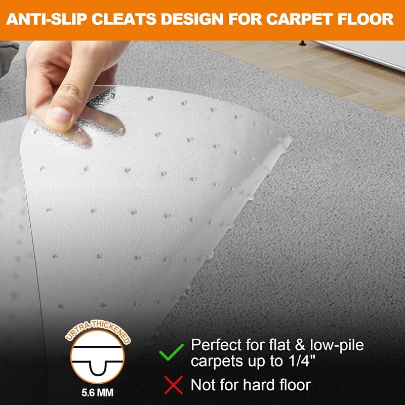 TONOS Thickened Chair Mat for Carpet- Low Pile Carpet Protector for Office Computer Desk Chair. Heavy Duty Desk Chair Mat for Carpeted Floors. Clear (with Lip, 47.5"X35.5"X0.15“) - Image 5